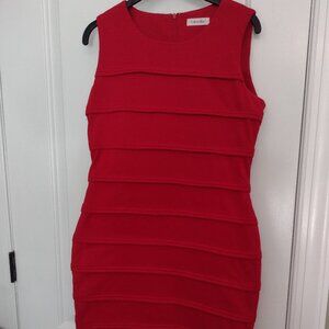 calvin klein red dress bodycon style size 8